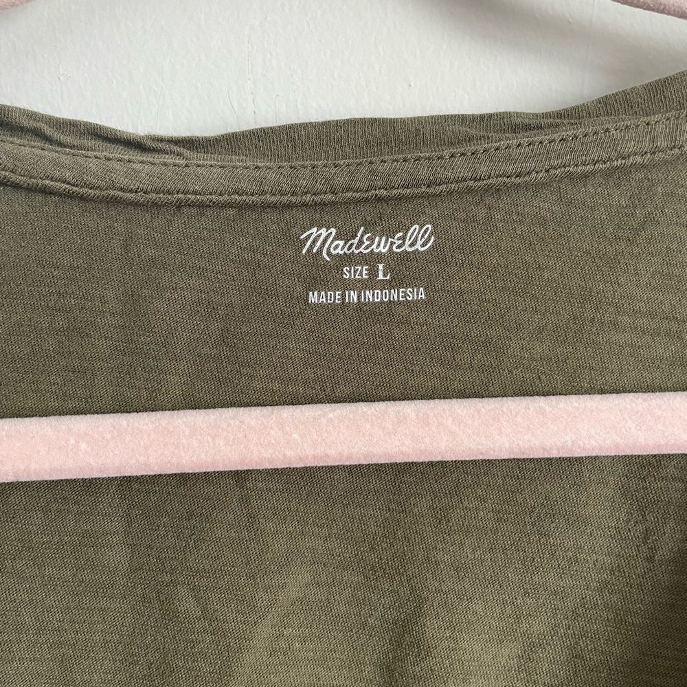 Madewell Olive Green V-Neck Tee - Picture 5 of 7